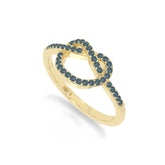 natural london blue topaz infinity knot promise rings in yellow gold vermeil